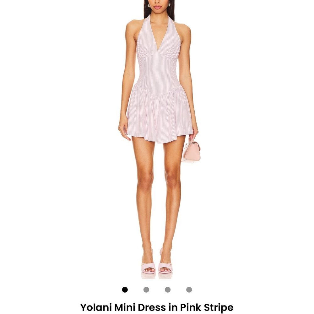 More To Come Yolani Pink Stripe Halter Dress size medium NWT